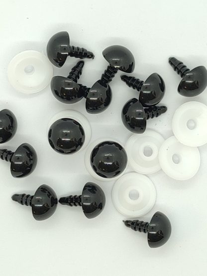 Глазки для игрушек пластиковые черные с фиксатором (1 пара) фото